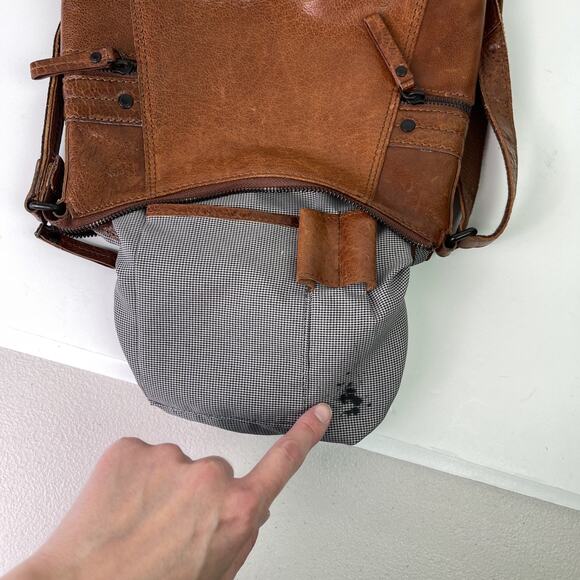 Spikes and Sparrow Tan Brown Leather Medium Crossbody Shoulder Bag Purse - Picture 14 of 16